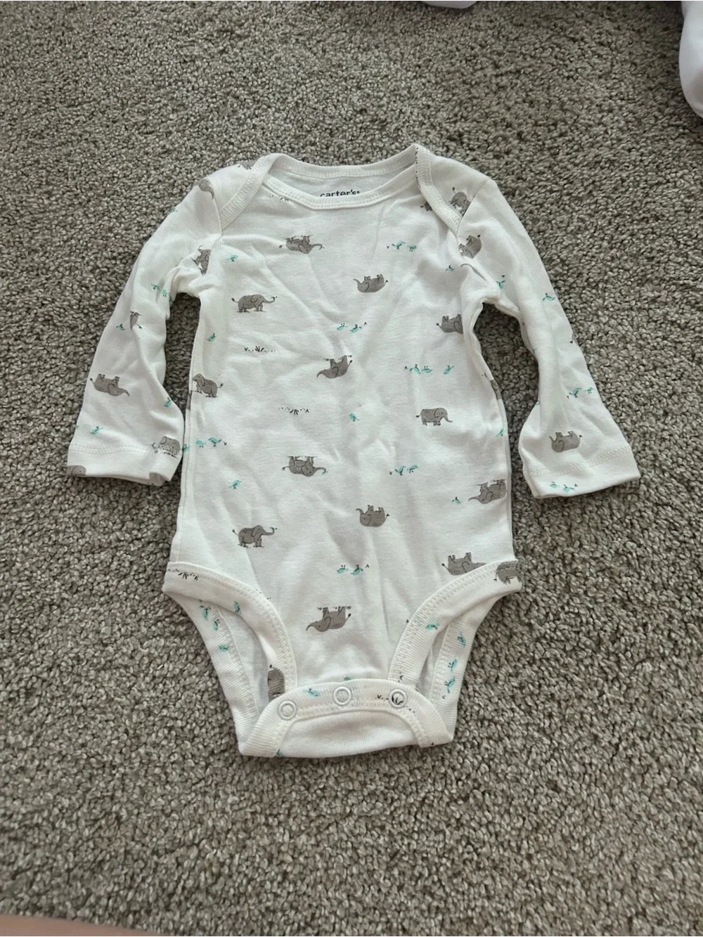 Carters 3 Month Elephant Longsleeve Onesie NWOT